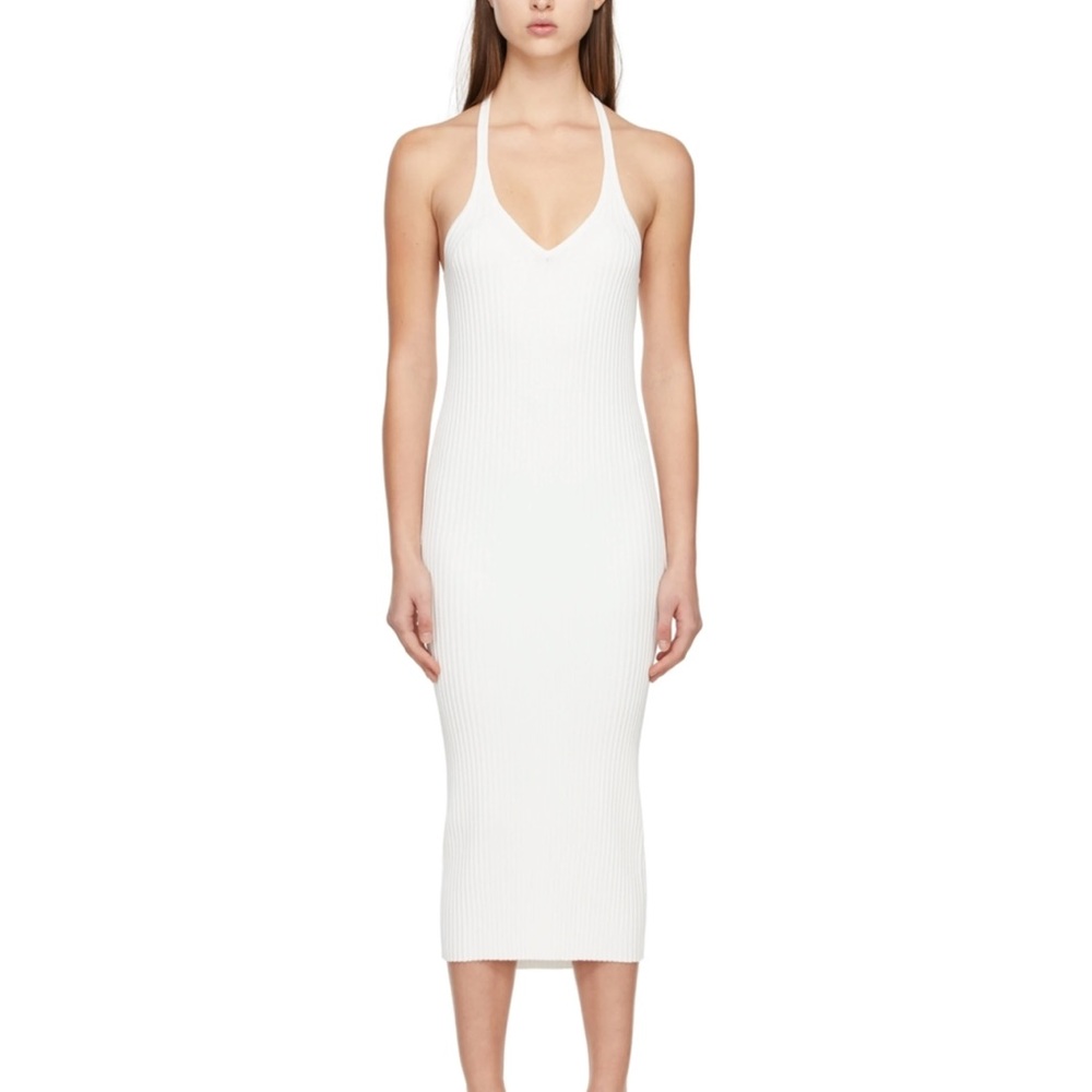 Helmut Lang White Ribbed Dress